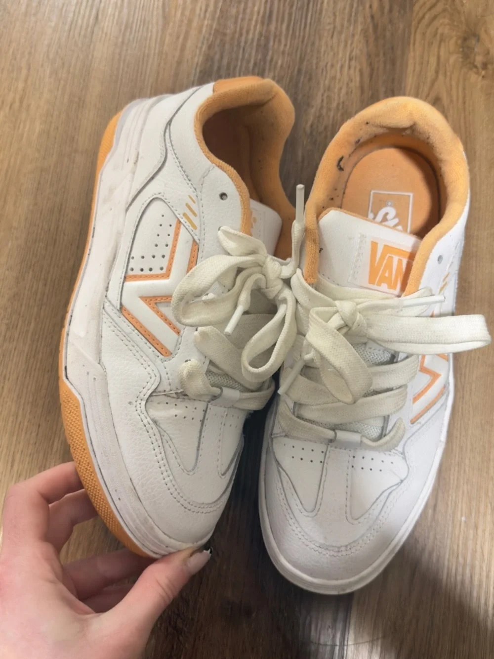 Vans White and Orange Women's Sneakers - Picture 1 of 6